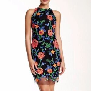 NWT Alexia Admor‎ | Gypsy Garden Floral Embroidered Black Dress Medium